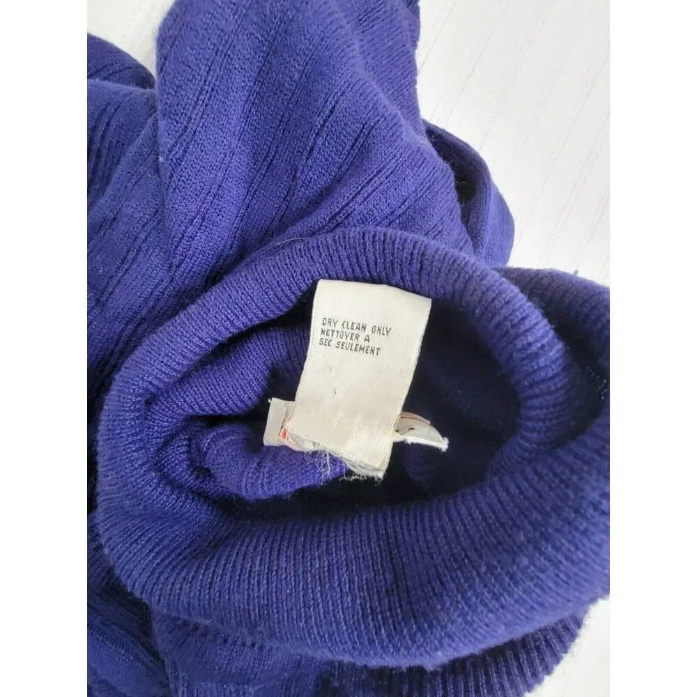 Talbots Womens Royal Blue Knit Turtleneck Sweater Small Lambswool Blend Pullover